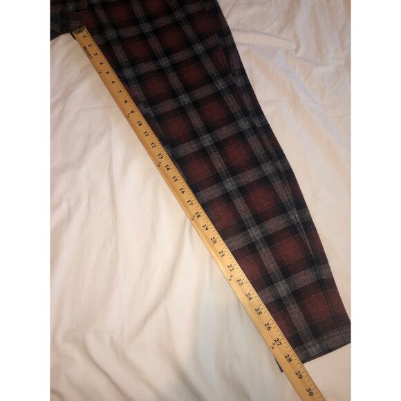 Hue Plaid Flannel Legging Size XL Skinny Pant Stretch Red Black Goth Grunge - Picture 5 of 9